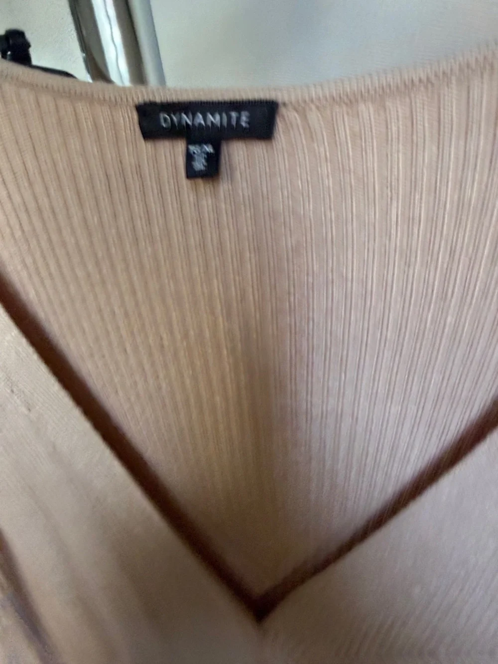 Dynamite Ribbed V-Neck Button Cardigan - Tan - Picture 2 of 3